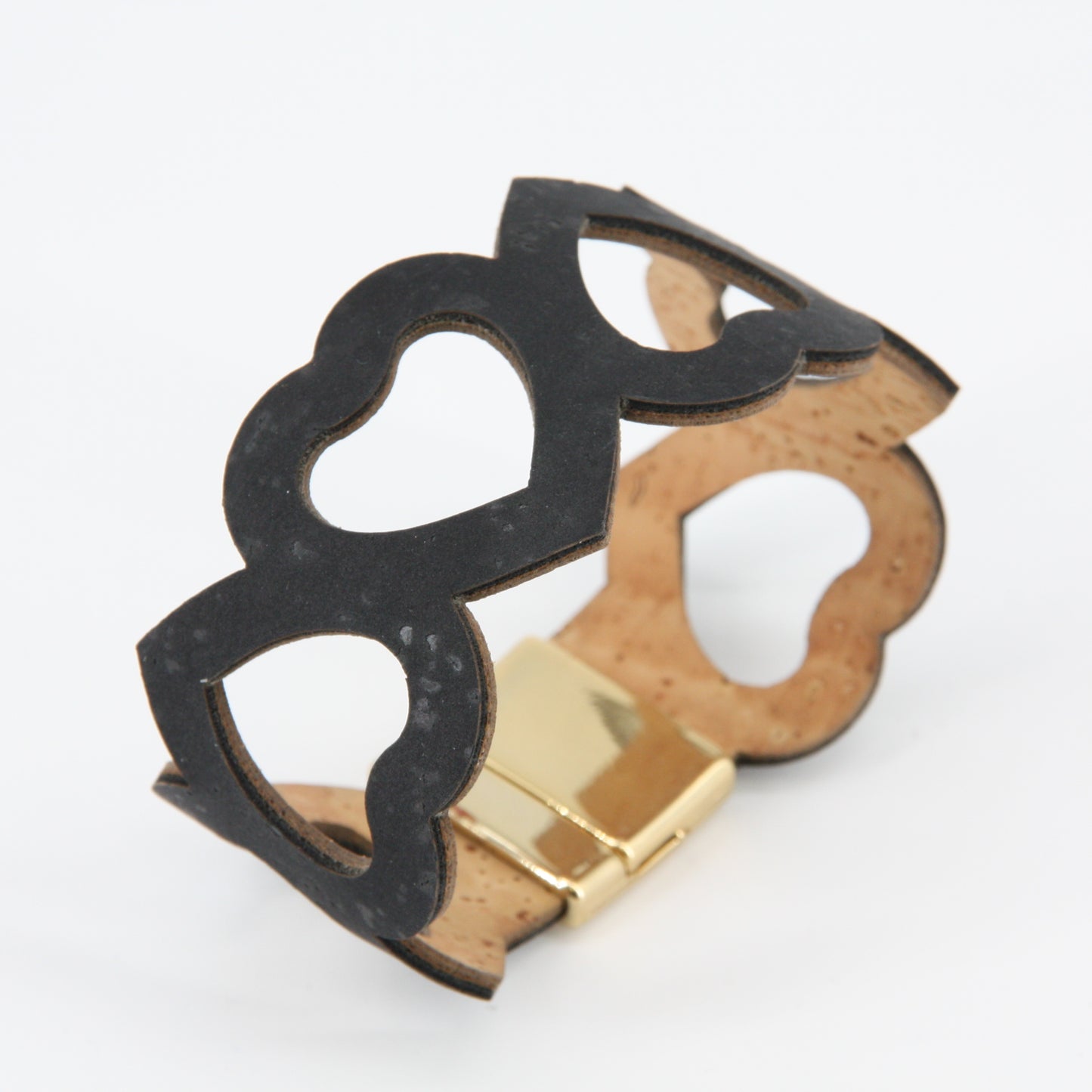 Kork Armband große Herzen schwarz Marke Artipel