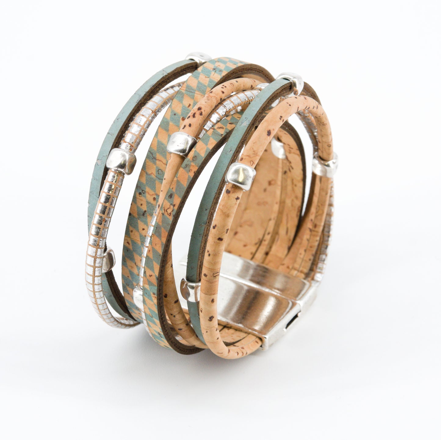 Kork Armband türkis bayerische Rauten vegan Marke Artipel