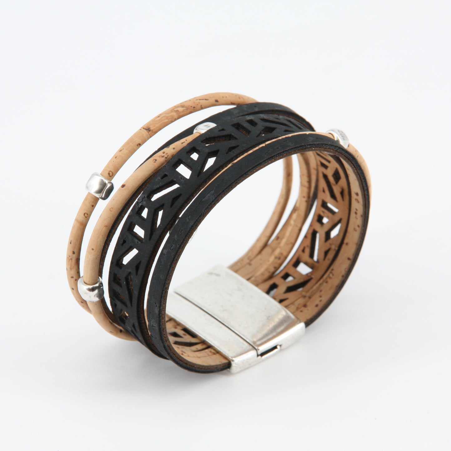 Kork Armband zickzack u. Ringe Marke Artipel