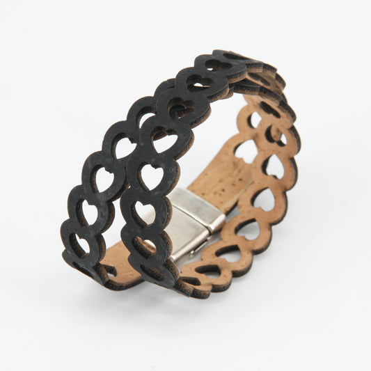 Kork Armband kleine Herzen schwarz vegan Marke Artipel