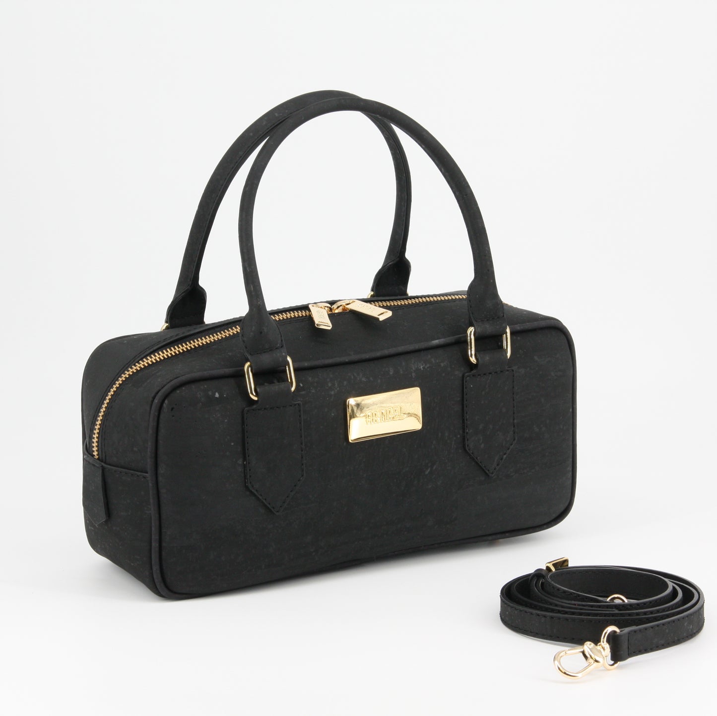 Kork Handtasche rechteckige Form schwarz vegan Marke Artipel