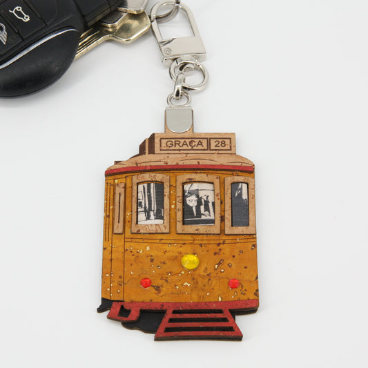 Kork Schlüsselanhänger tram 28 Lissabon Make Artipel