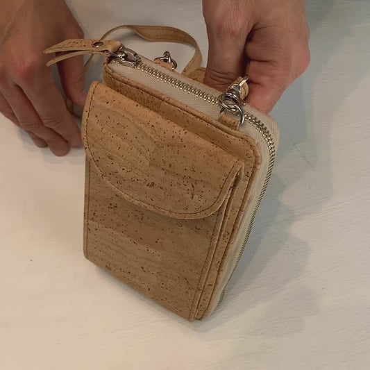 Kork Handytasche mit Geldbörse Video